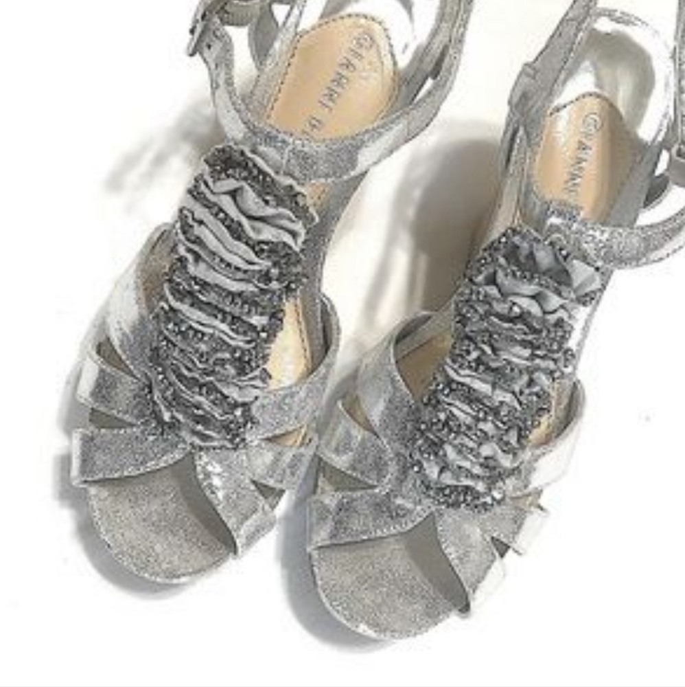 Gianni Bini silver Bling wedge sandals